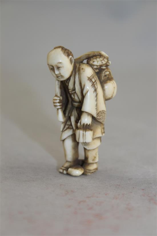 Four Japanese ivory carvings, late 19th / early 20th century, 5.4cm (4)